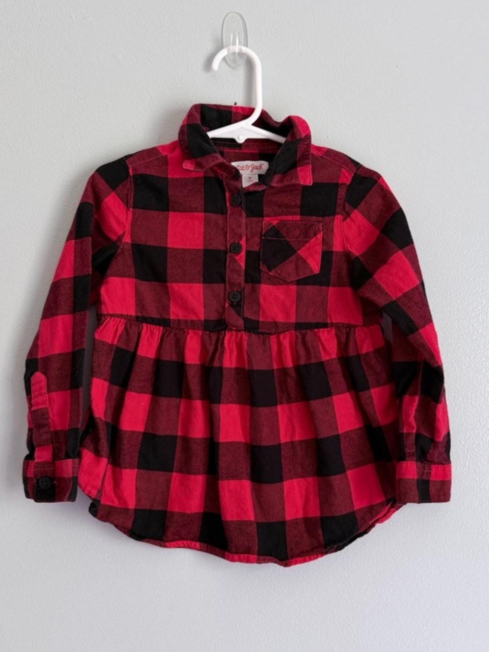 Cat & Jack Red and Black Plaid Button Down Shirt